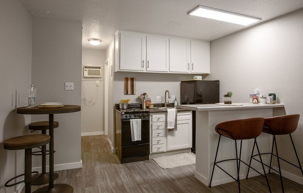 Kitchen with Breakfast Bar at Encanto Lofts in Albuquerque New Mexico